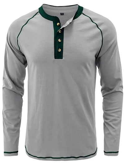 Sharma - Long Sleeve Crew Neck Henley Shirt