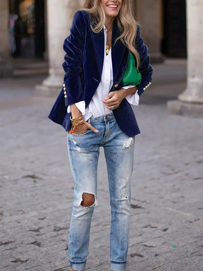 Savannah™ - Elegant Velvet Blazer for a Refined Style