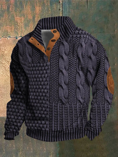 Everette - Cable Knit Patchwork Sweater