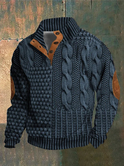 Everette - Cable Knit Patchwork Sweater