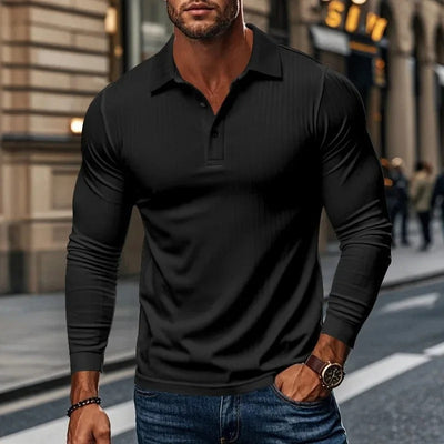 Zaimir - Long Sleeve Polo Shirt with Button